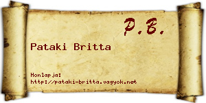 Pataki Britta névjegykártya